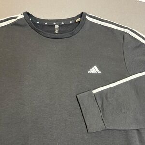 Adidas Primegreen Crewneck Sweatshirt Black White 3 Stripes Men's 2XL